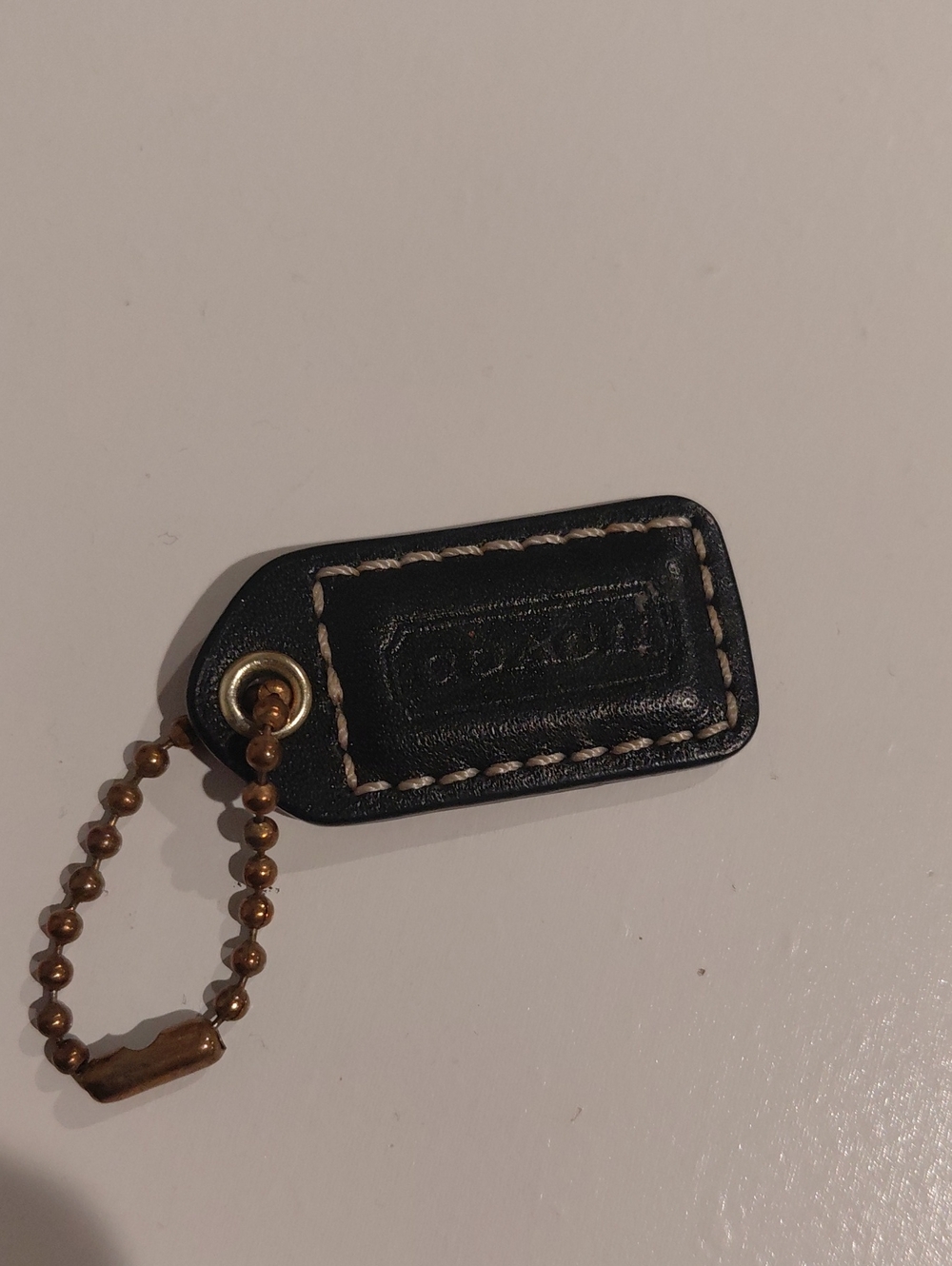 Coach Black Leather Hang Tag with Gold Bead Chain - Picture 2 of 3